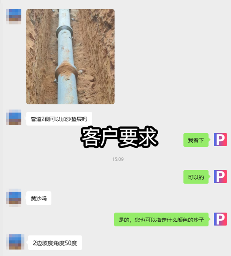 工地施工图P图放坡+管道覆盖黄沙要求